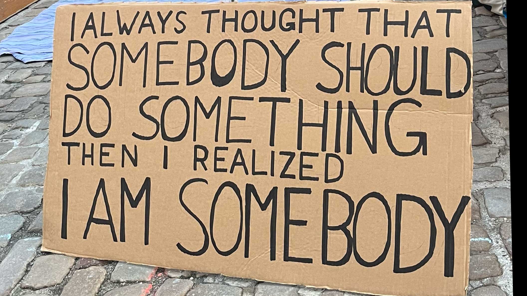 Demoschild: I always thought, somebody should do something. Then I realized: I am somebody